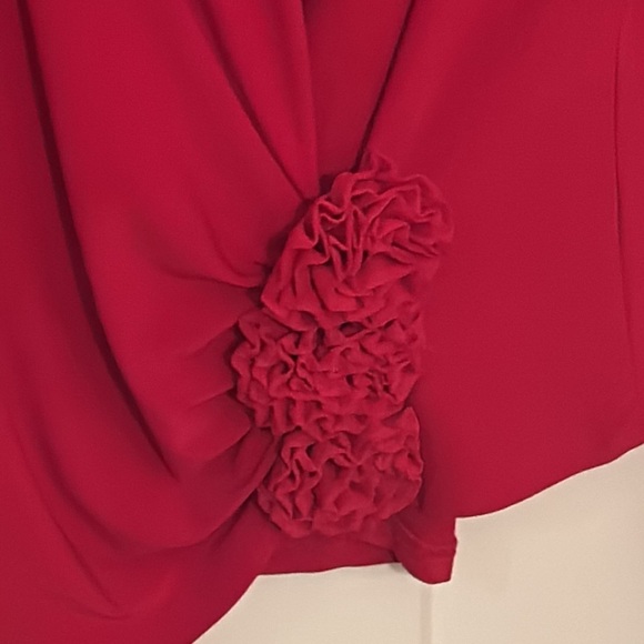 Lavena red rosette faux wrap top, size M - Picture 3 of 8